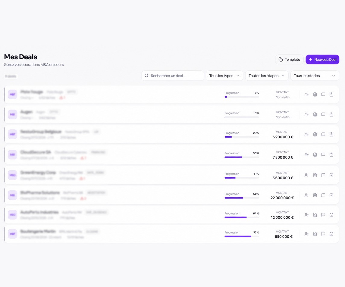 PurpleShares interface showing the list of ongoing operations